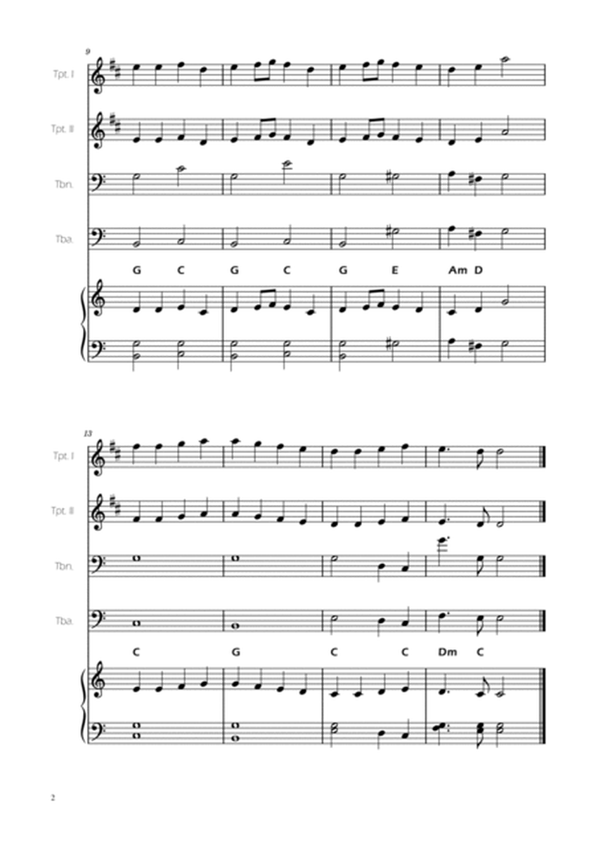 Ode To Joy - Easy Brass Quartet w/ piano accompaniment image number null