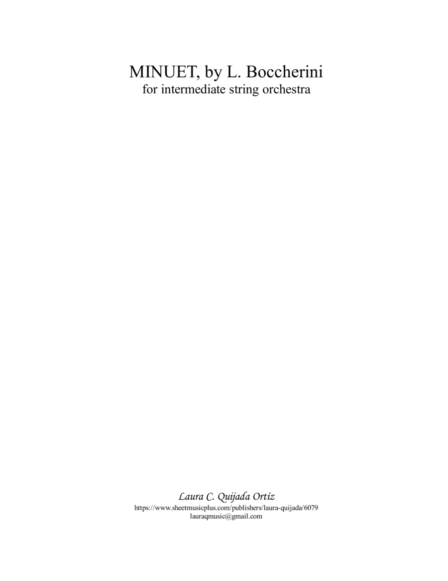 Boccherini's Minuet, for intermediate string orchestra. SCORE & PARTS image number null