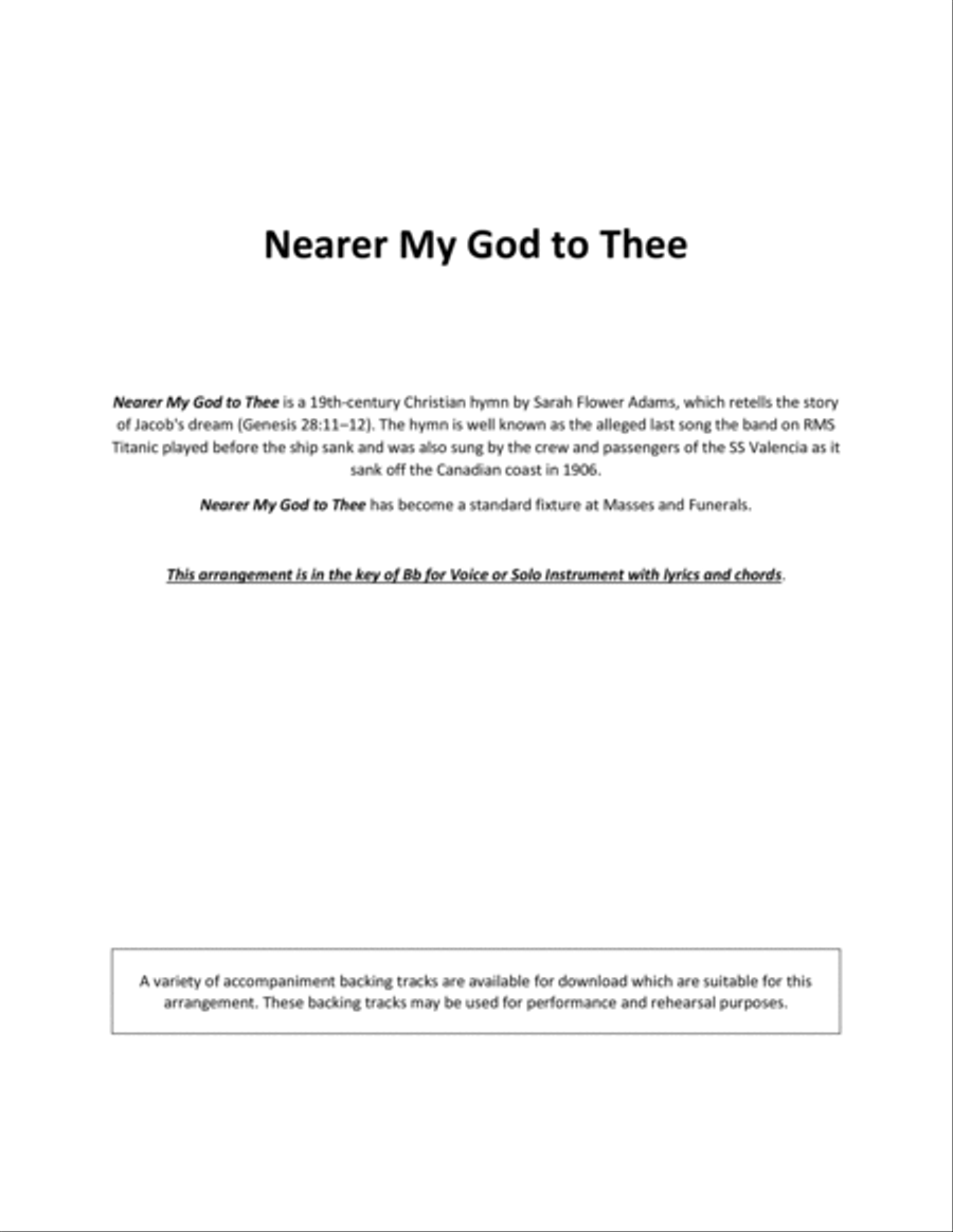 Nearer My God to Thee for Solo Voice / Solo Instrument in Bb Voice scores gallery preview page 2