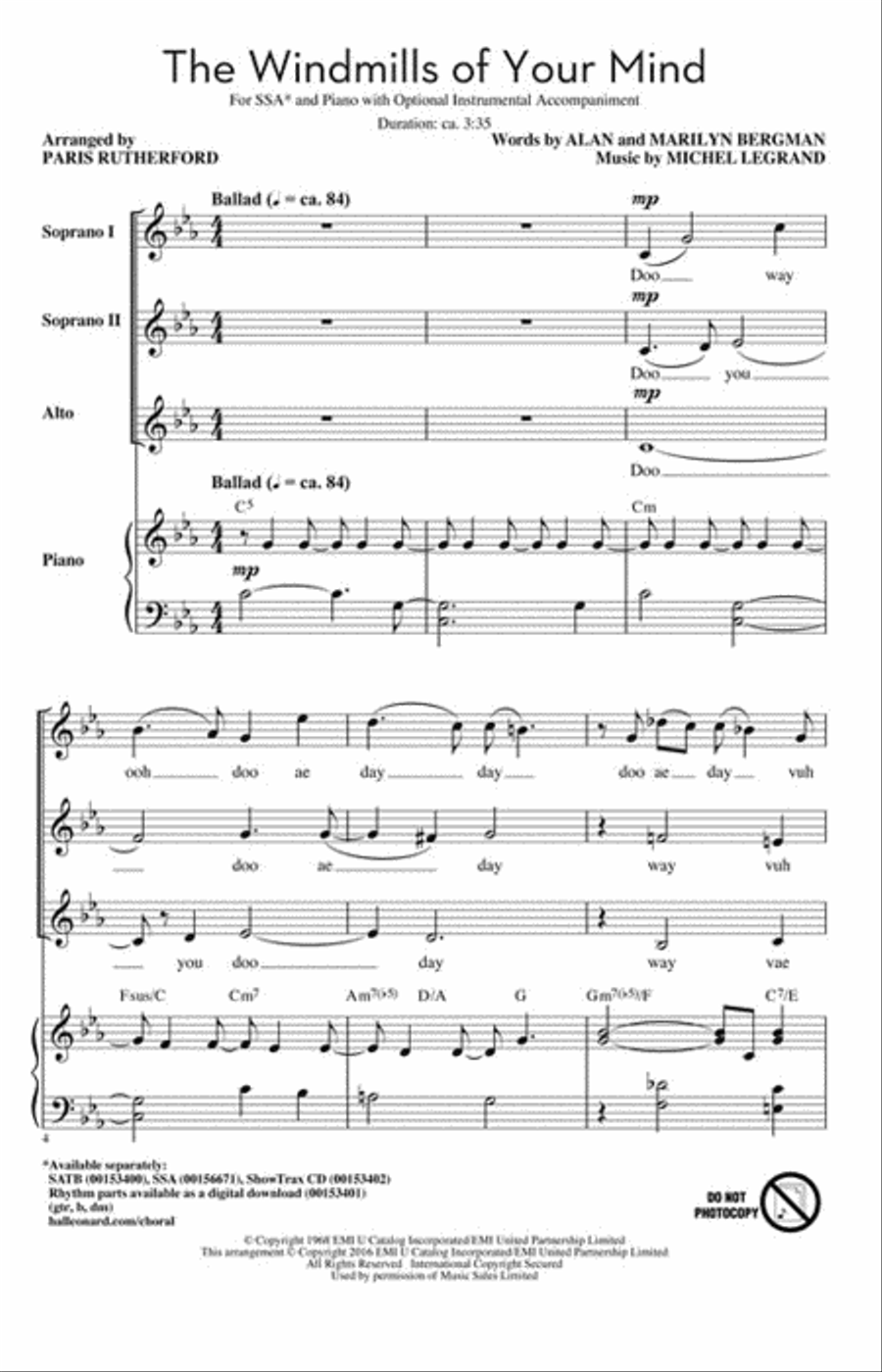 The Windmills of Your Mind SSA scores gallery preview page 2