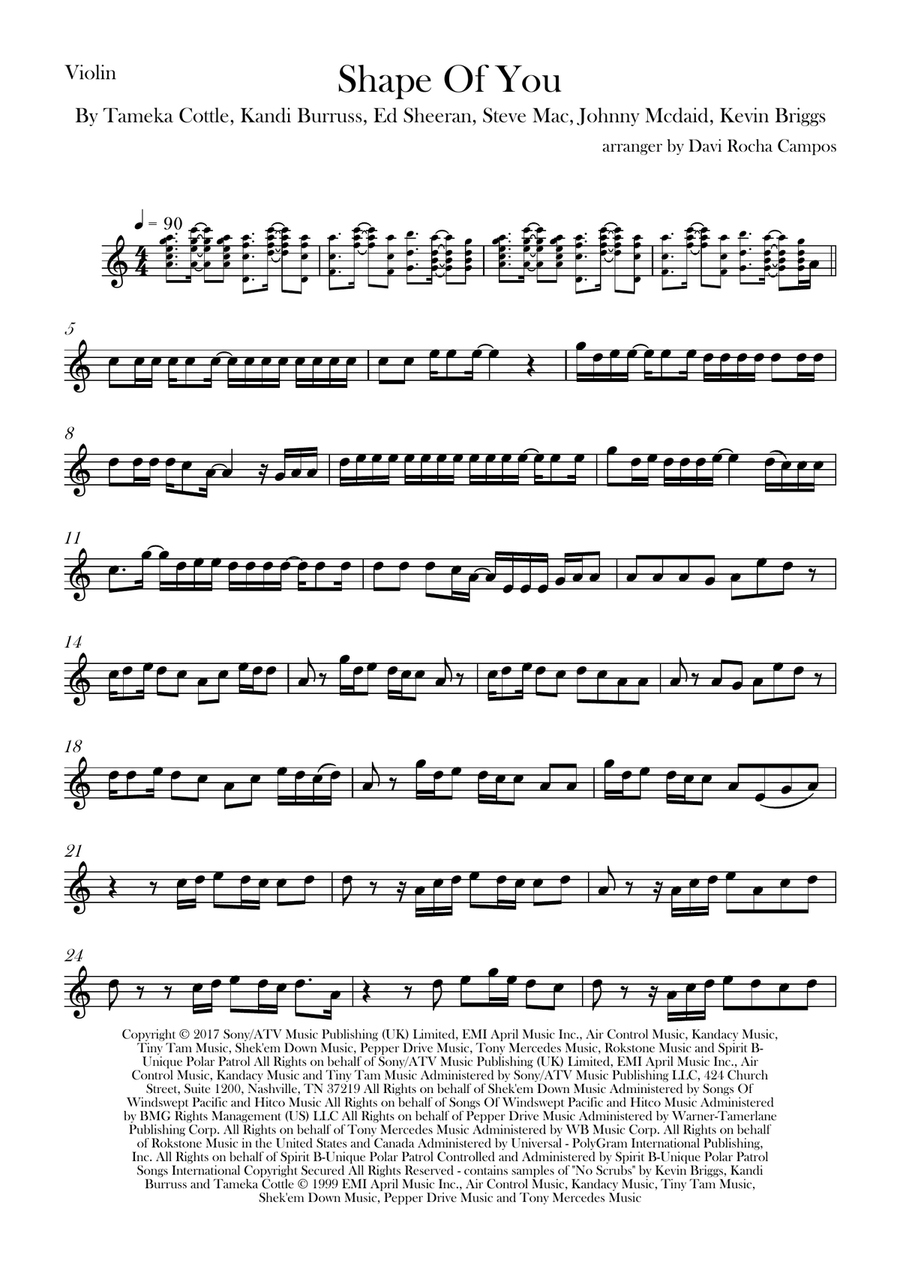 Shape Of You Violin Solo scores gallery preview page 1