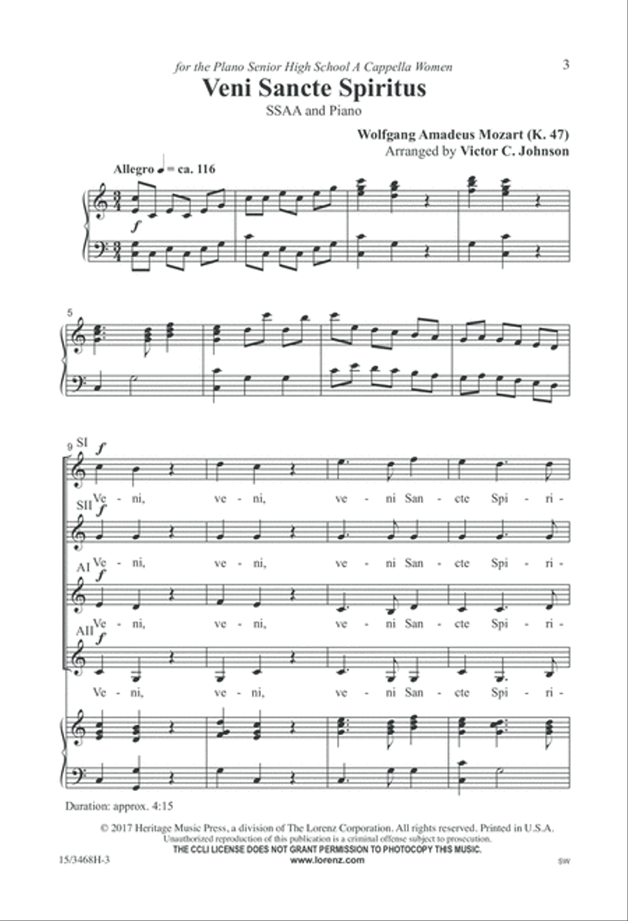 Veni Sancte Spiritus Veni Sancte Spiritus SSAA scores gallery preview page 3