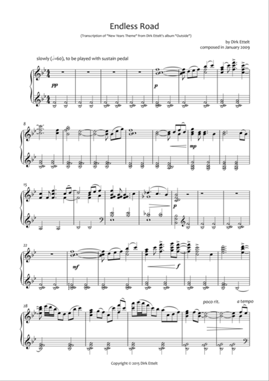 Endless Road Piano Solo scores gallery preview page 1