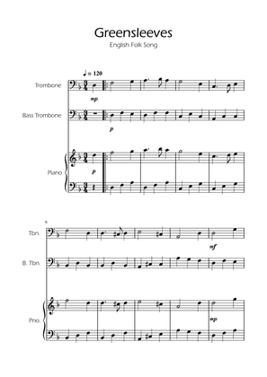 Greensleeves - Trombone and Bass Trombone Duet w/ Piano
