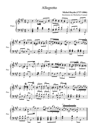 HAYDN, Michel - Allegretto pour piano