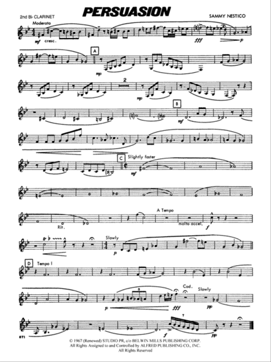 Persuasion: 2nd B-flat Clarinet Concert Band scores gallery preview page 1