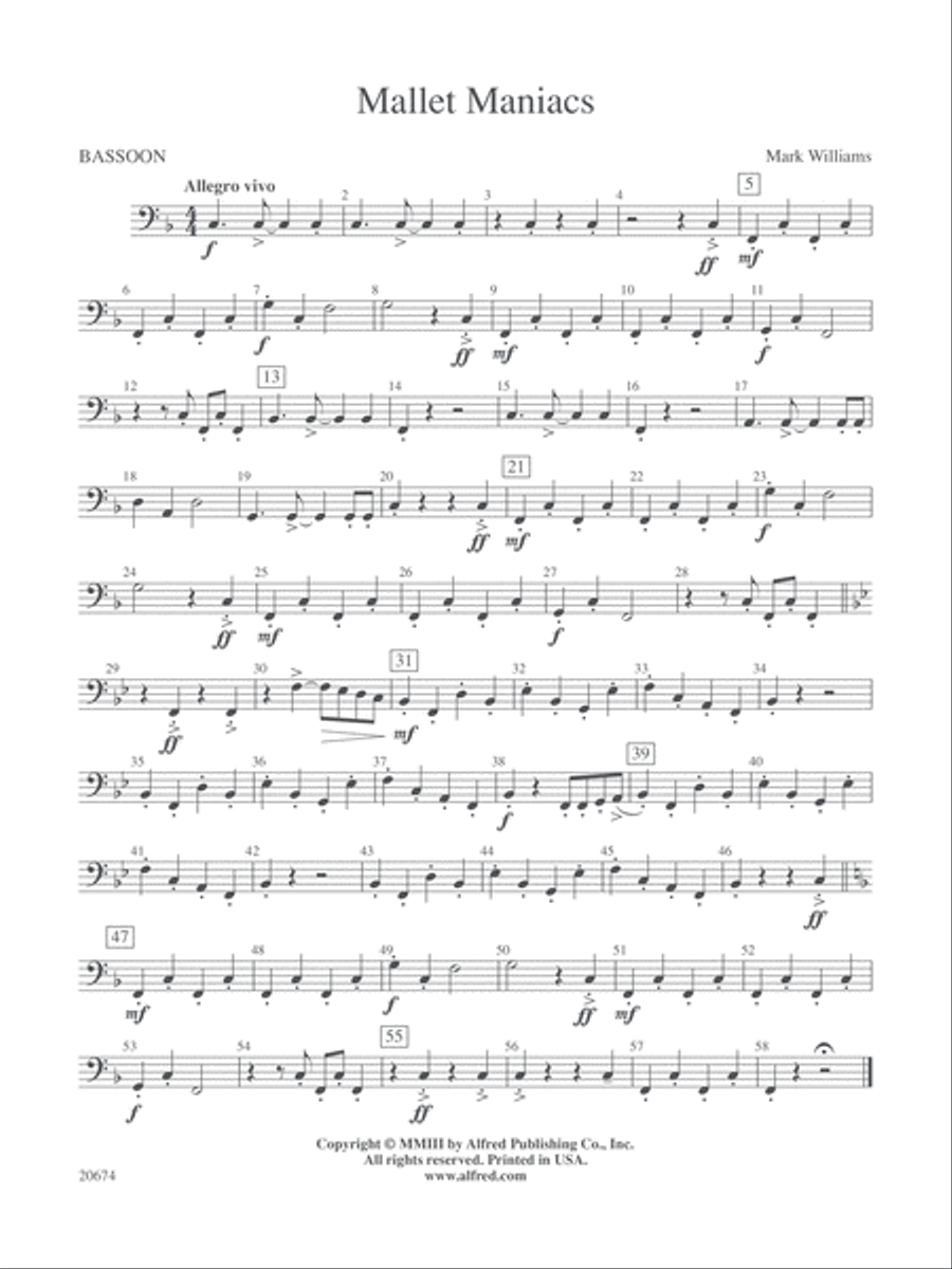 Mallet Maniacs: Bassoon Concert Band scores gallery preview page 1