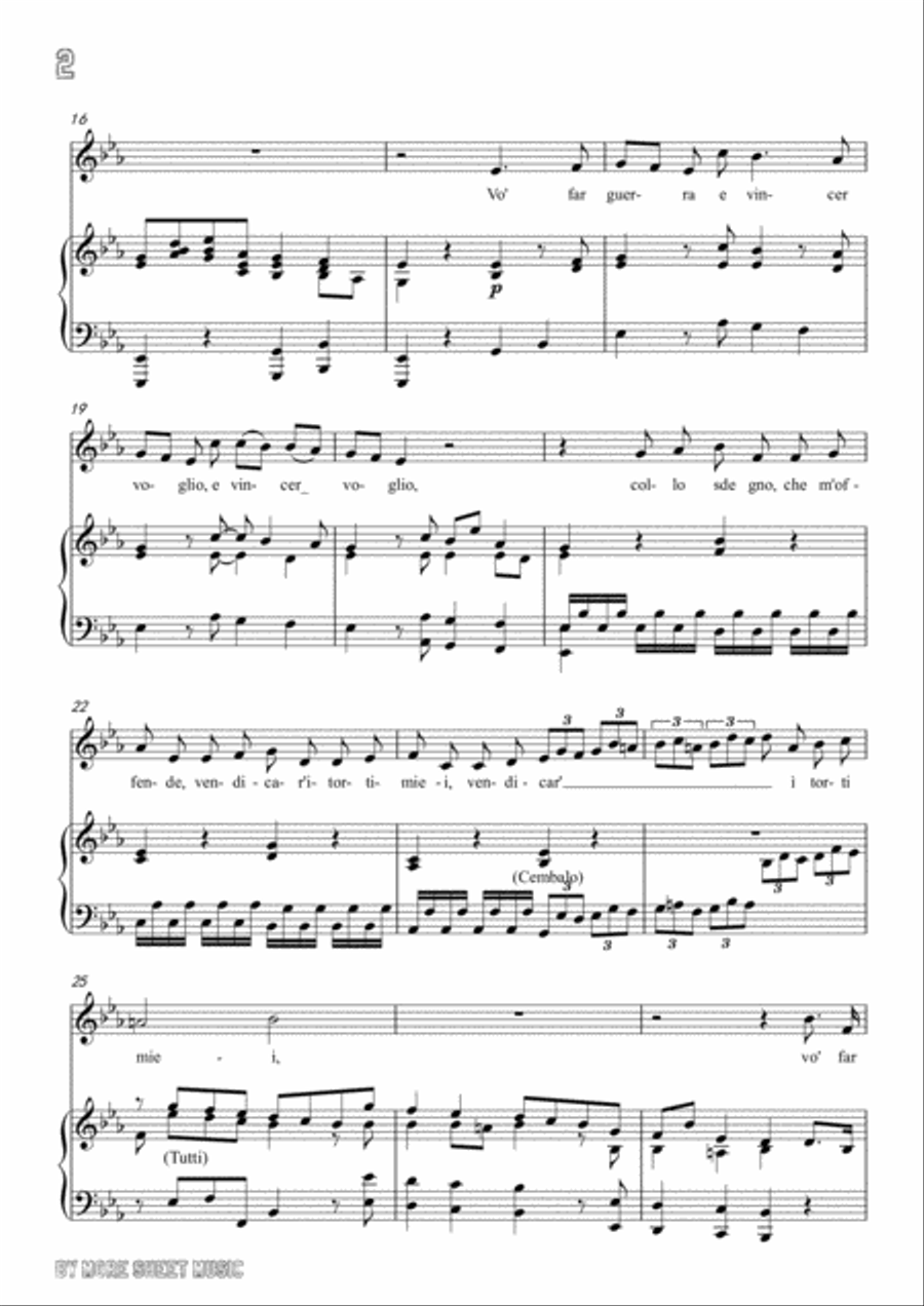 Handel-Vo' far guerra in E flatMajor,for Voice and Piano Voice Solo scores gallery preview page 4
