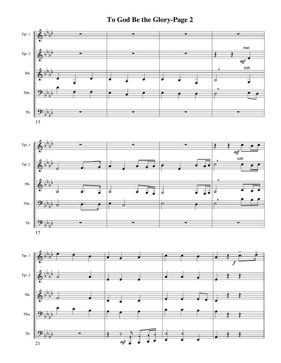 To God Be the Glory for Brass Quintet Brass Quintet scores gallery preview page 2