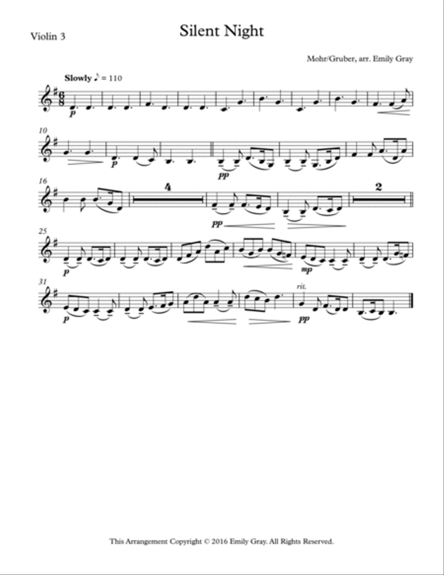 Four Christmas Carols for Four Violins Violin scores gallery preview page 6