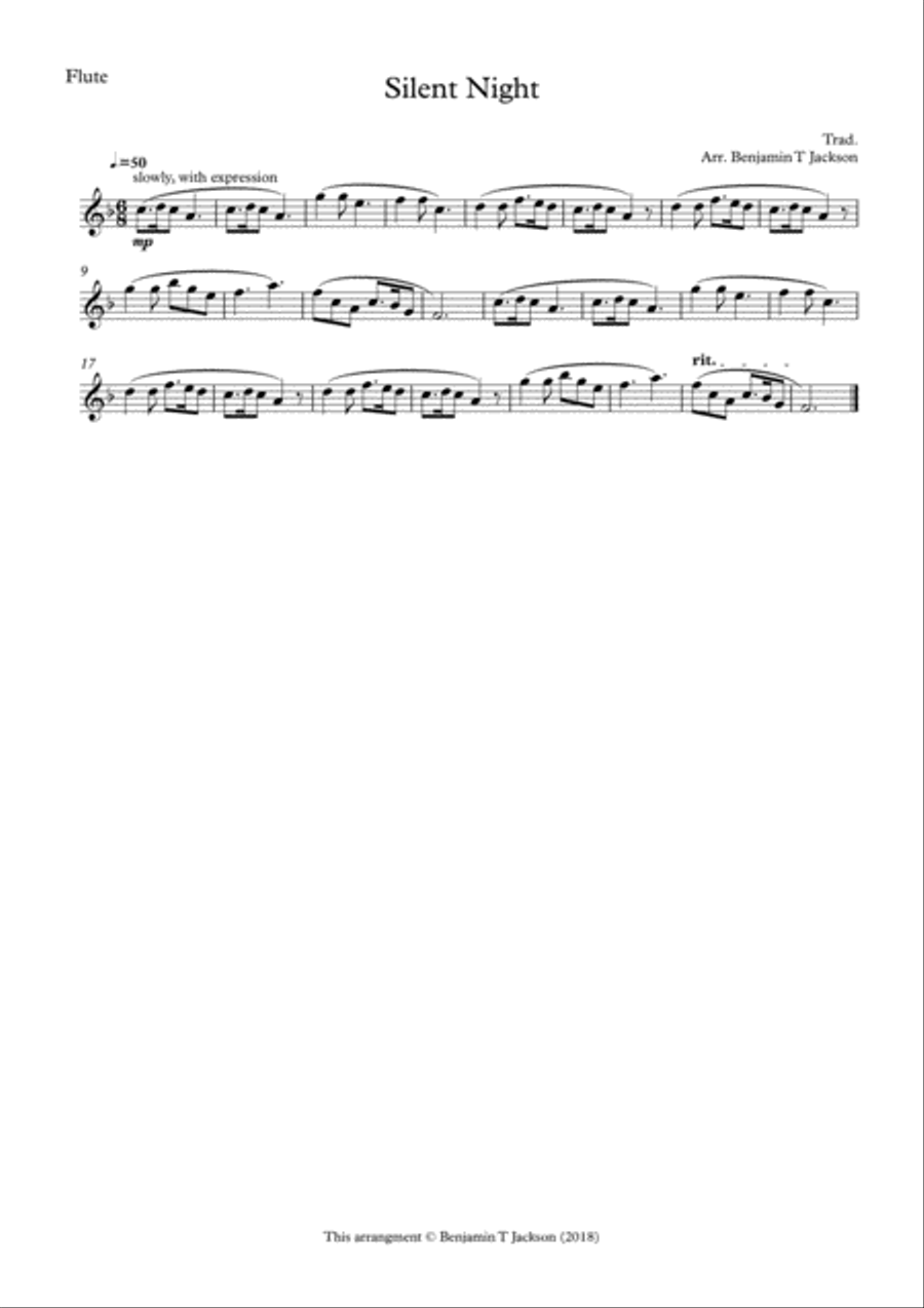 Silent Night - Flute & Piano Flute Solo scores gallery preview page 2