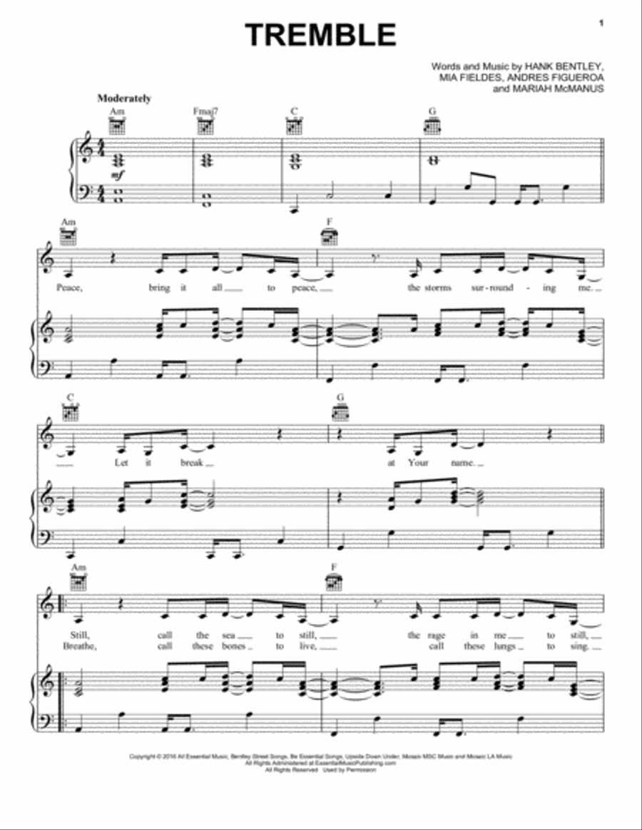 Tremble Tremble Piano, Vocal, Guitar scores gallery preview page 1