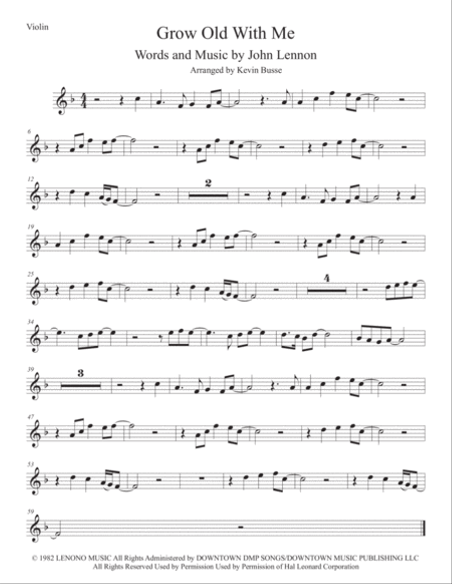 Grow Old With Me Violin Solo scores gallery preview page 1