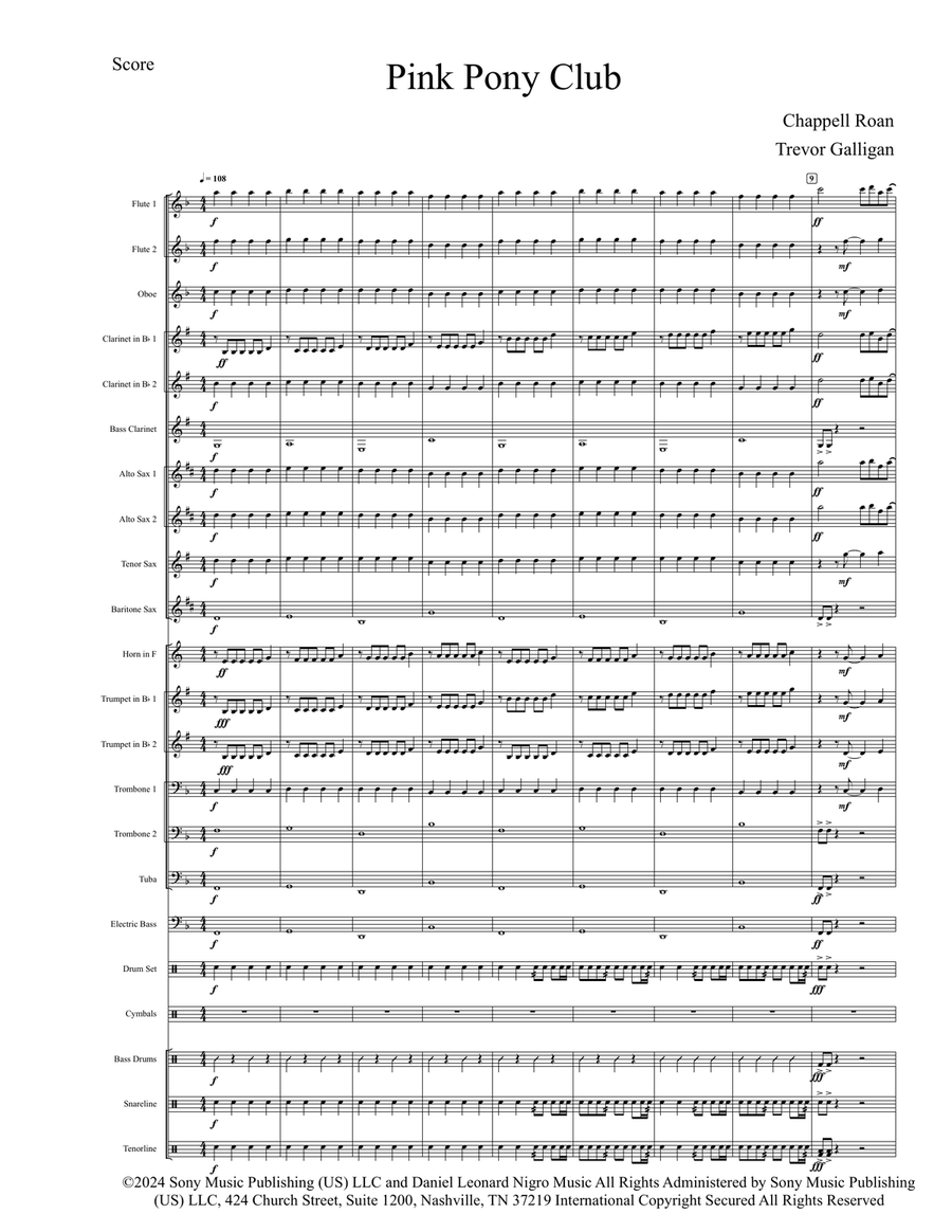Pink Pony Club Marching Band scores gallery preview page 1