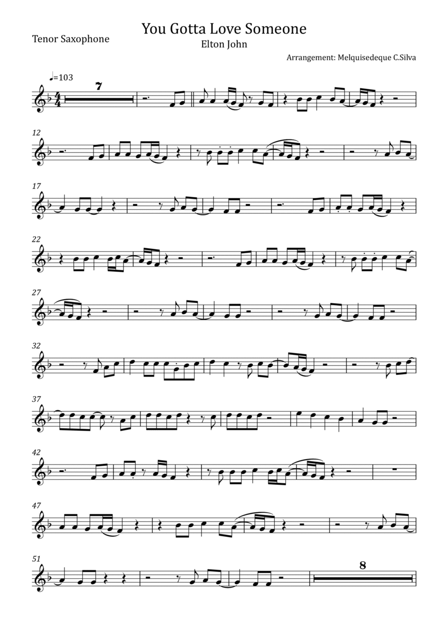 You Gotta Love Someone Tenor Saxophone scores gallery preview page 1