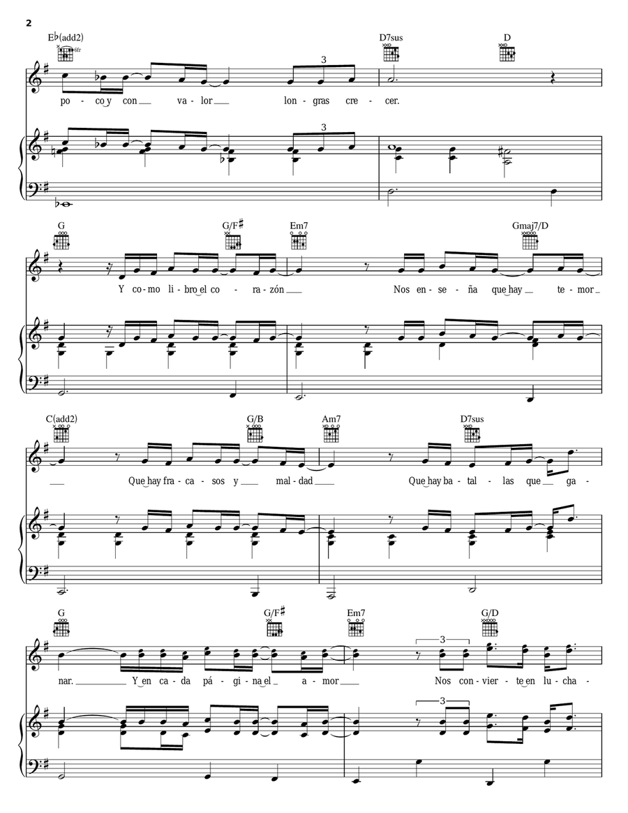 Heroe Piano, Vocal, Guitar scores gallery preview page 2