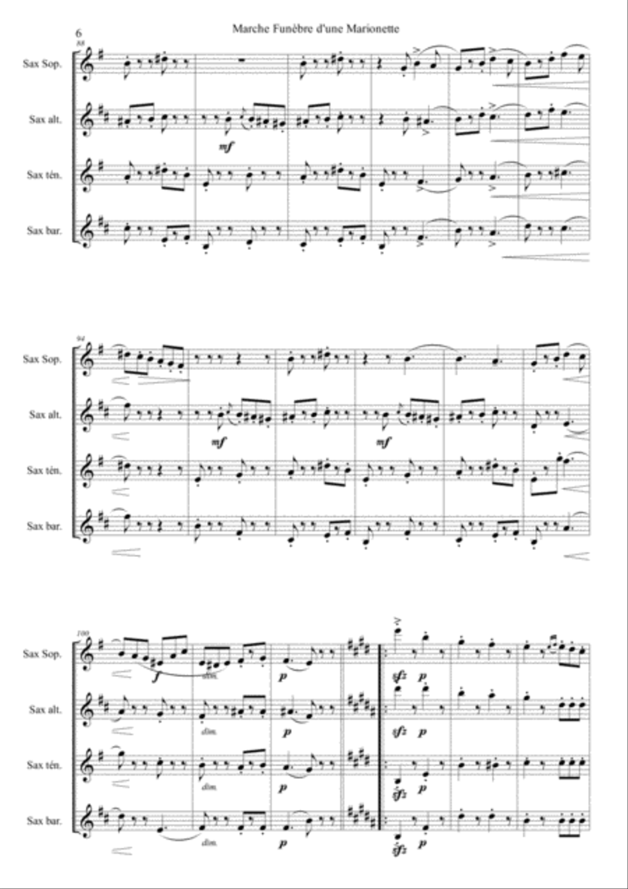 Funeral March of a Marionette - Ch Gounod for SAX Quartet (SATB) Saxophone Quartet scores gallery preview page 6