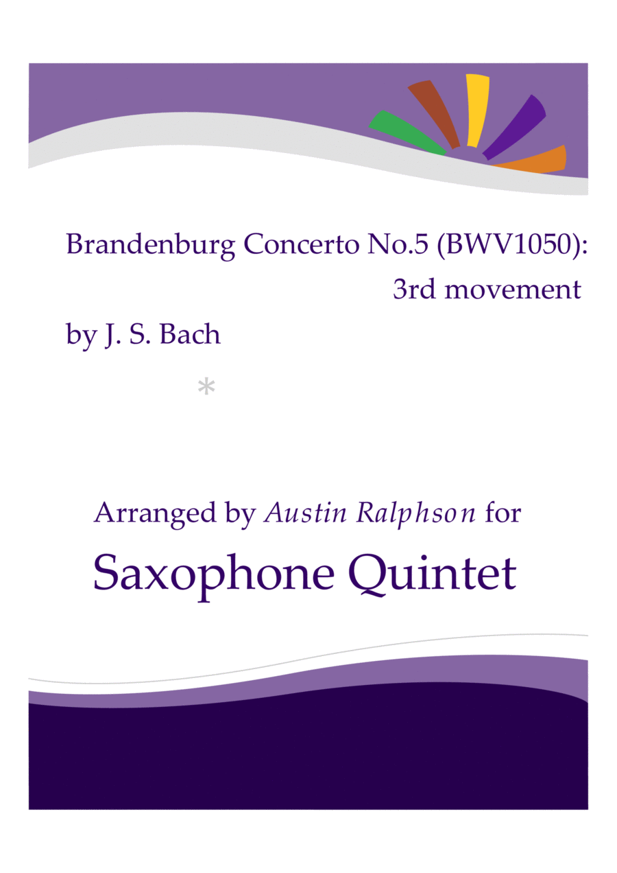 Brandenburg Concerto No.5, 3rd movement - sax quintet Saxophone Quintet scores gallery preview page 1