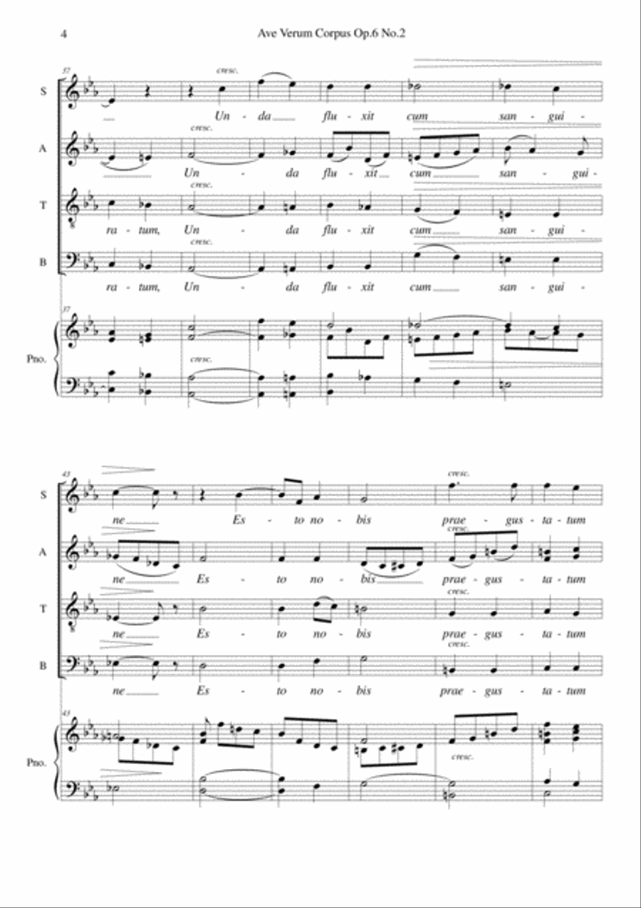 Chausson Ave Verum Corpus arranged for SATB choir and piano (or organ) 4-Part scores gallery preview page 4