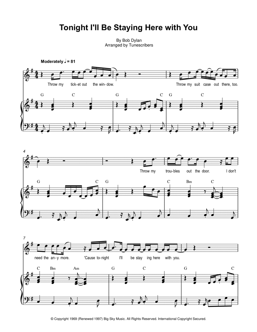 Tonight I'll Be Staying Here with You Voice scores gallery preview page 1