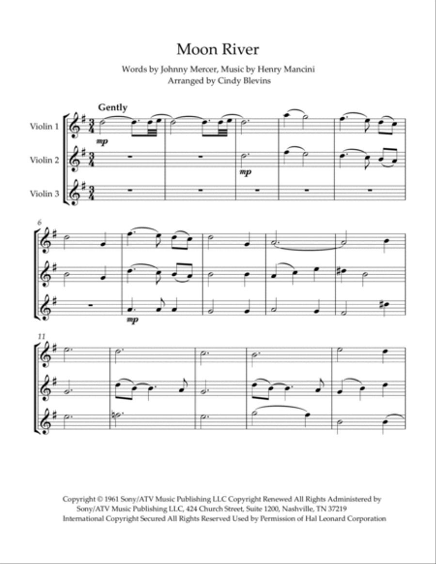 Moon River String Trio scores gallery preview page 2