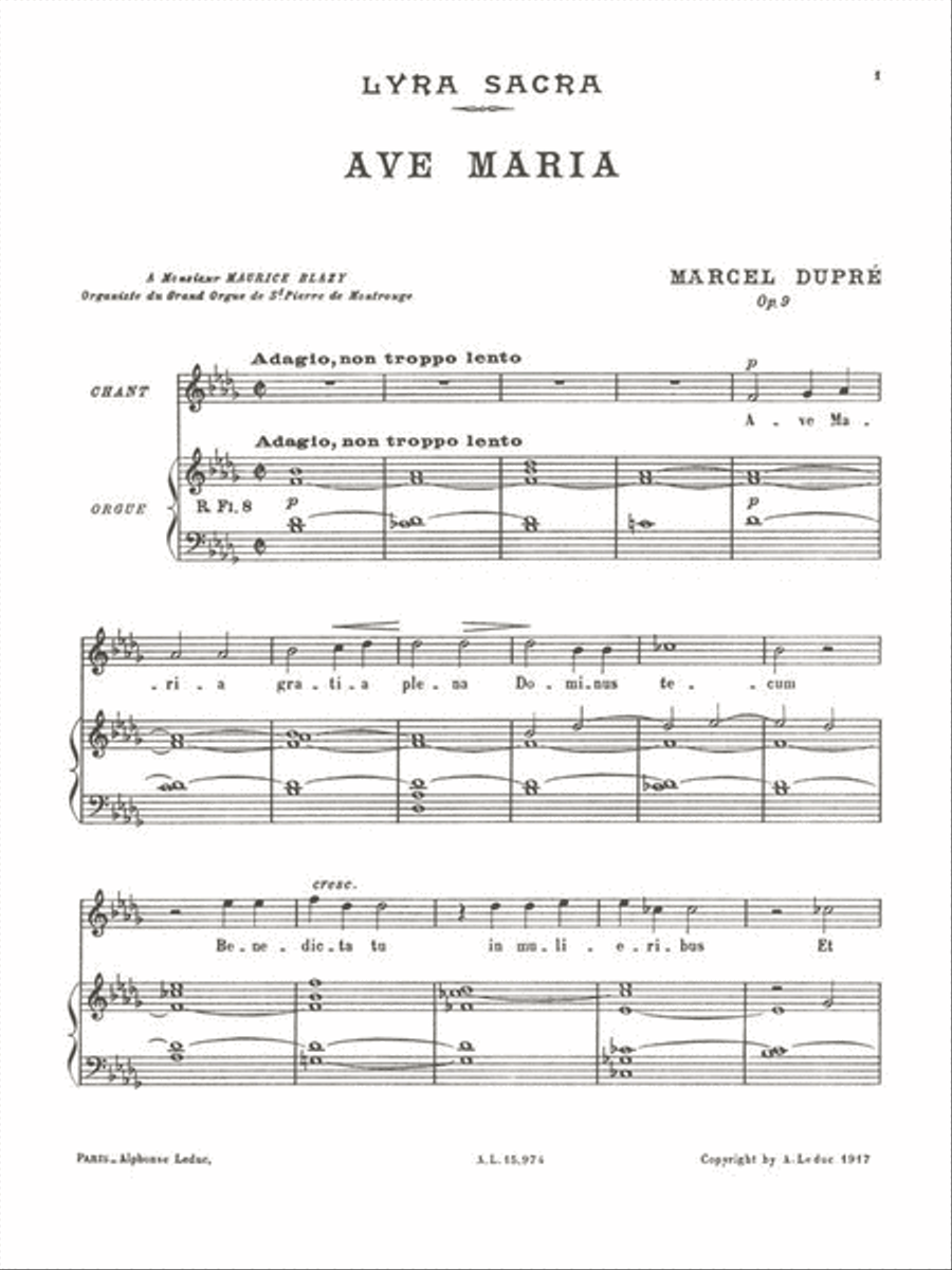 Quatre Motets - Ave Maria, Op. 9