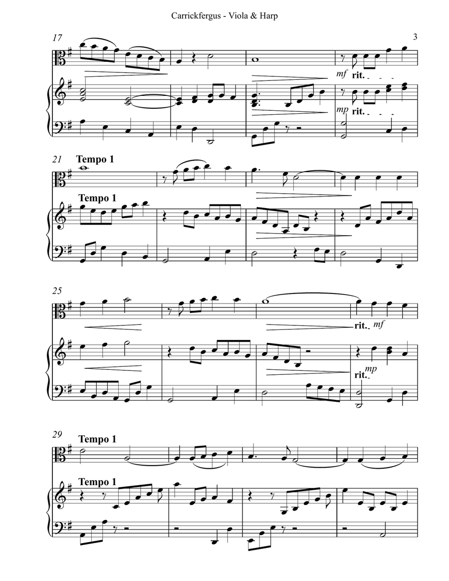 Carrickfergus Duet for Viola & Harp String Duet scores gallery preview page 3