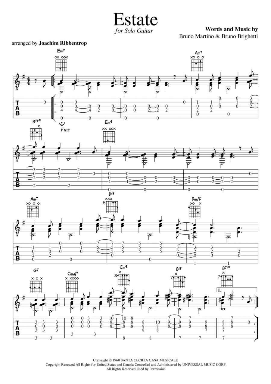 Estate Estate Electric Guitar scores gallery preview page 1