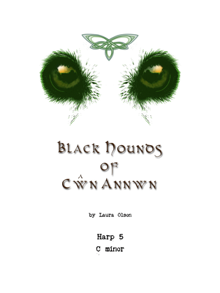 Black Hounds of Cŵn Annwn for Harp Ensemble (C minor)-Easy Harp 5 part only