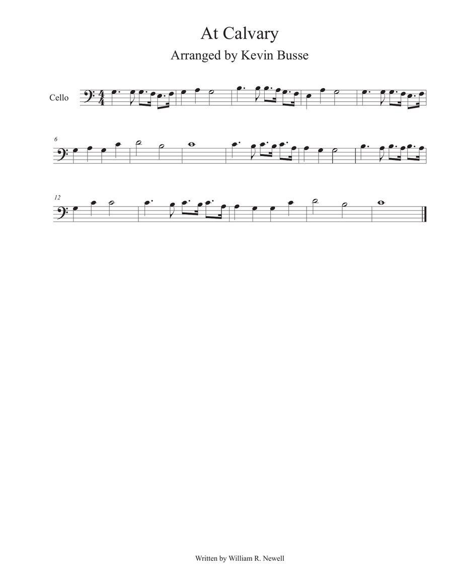 At Calvary (Easy key of C) - Cello
