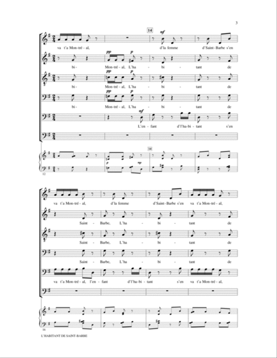 L'Habitant De Saint Barbe 4-Part scores gallery preview page 3