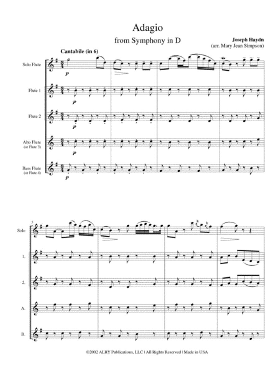 Adagio from Symphony in D for Flute Choir Flute Choir scores gallery preview page 2