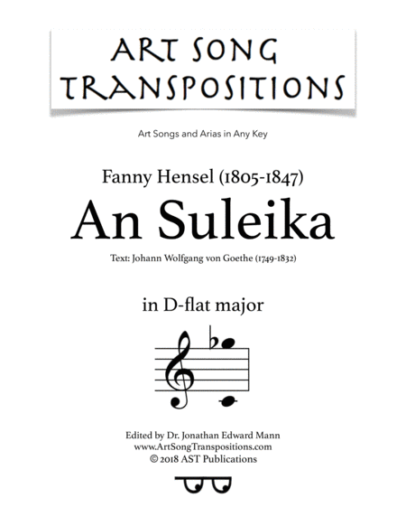 HENSEL: An Suleika (transposed to D-flat major)
