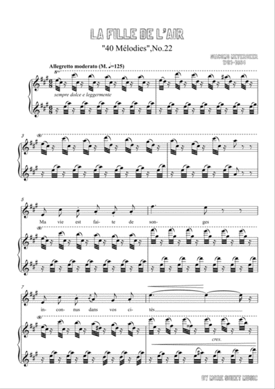 Meyerbeer-La fille de l'air in A Major,for Voice and Piano Voice Solo scores gallery preview page 3