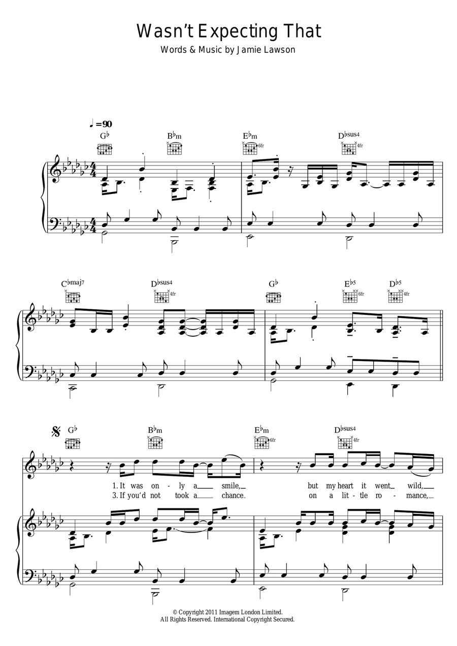 Wasn't Expecting That Piano, Vocal, Guitar scores gallery preview page 1