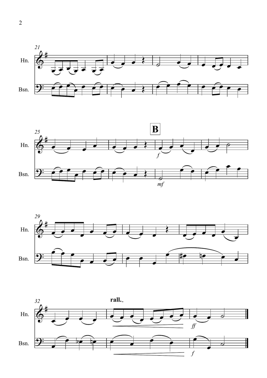 Christ The Lord is Risen Today for Horn and Bassoon Duet Woodwind Duet scores gallery preview page 2