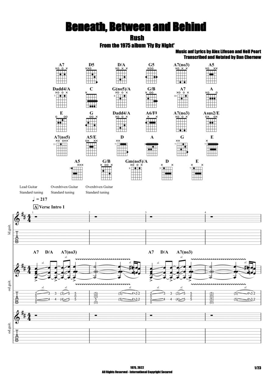 Beneath, Between, Behind Electric Guitar scores gallery preview page 1
