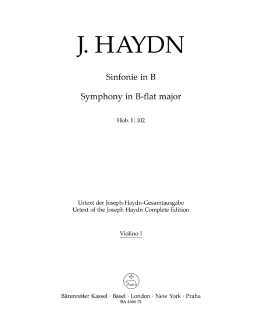 London Symphony, No. 10 B flat major Hob.I:102 Violin scores gallery preview page 1