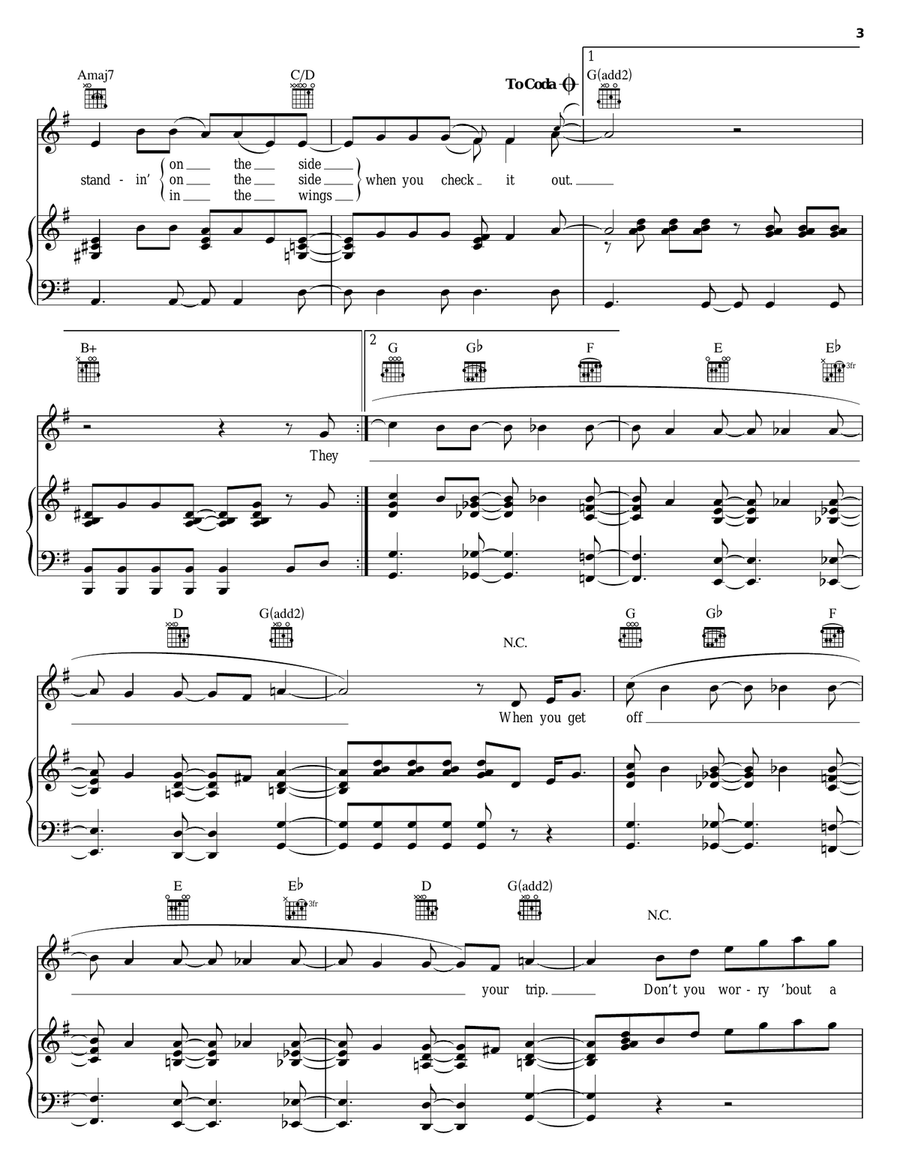 Don't You Worry 'Bout A Thing Piano, Vocal, Guitar scores gallery preview page 3