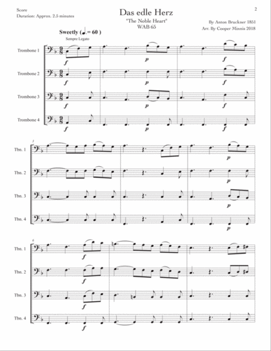 Three Pieces by Anton Bruckner: Trombone Quartet- Full Scores Three Pieces by Anton Bruckner: Trombone Quartet- Full Scores Trombone Quartet scores gallery preview page 4