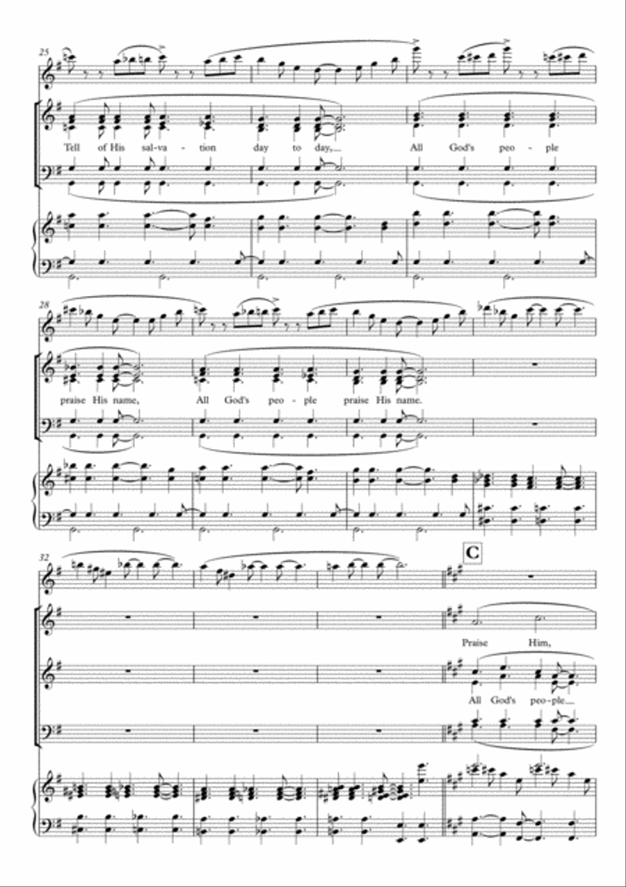Gospel Praise, setting of Psalm 96 for SATB, piano and flute (optional) by Simon Peberdy 4-Part scores gallery preview page 3