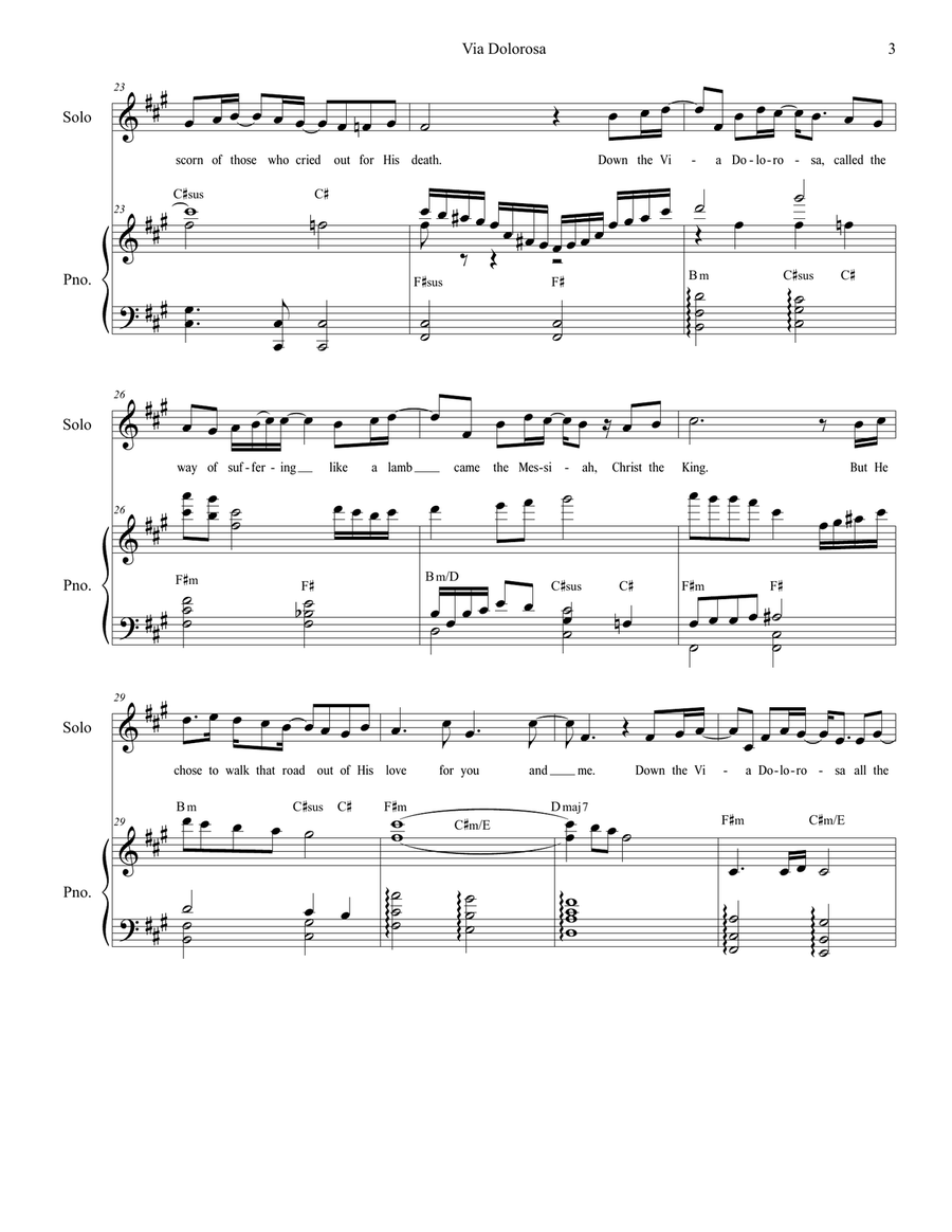 Via Dolorosa Piano, Vocal scores gallery preview page 3