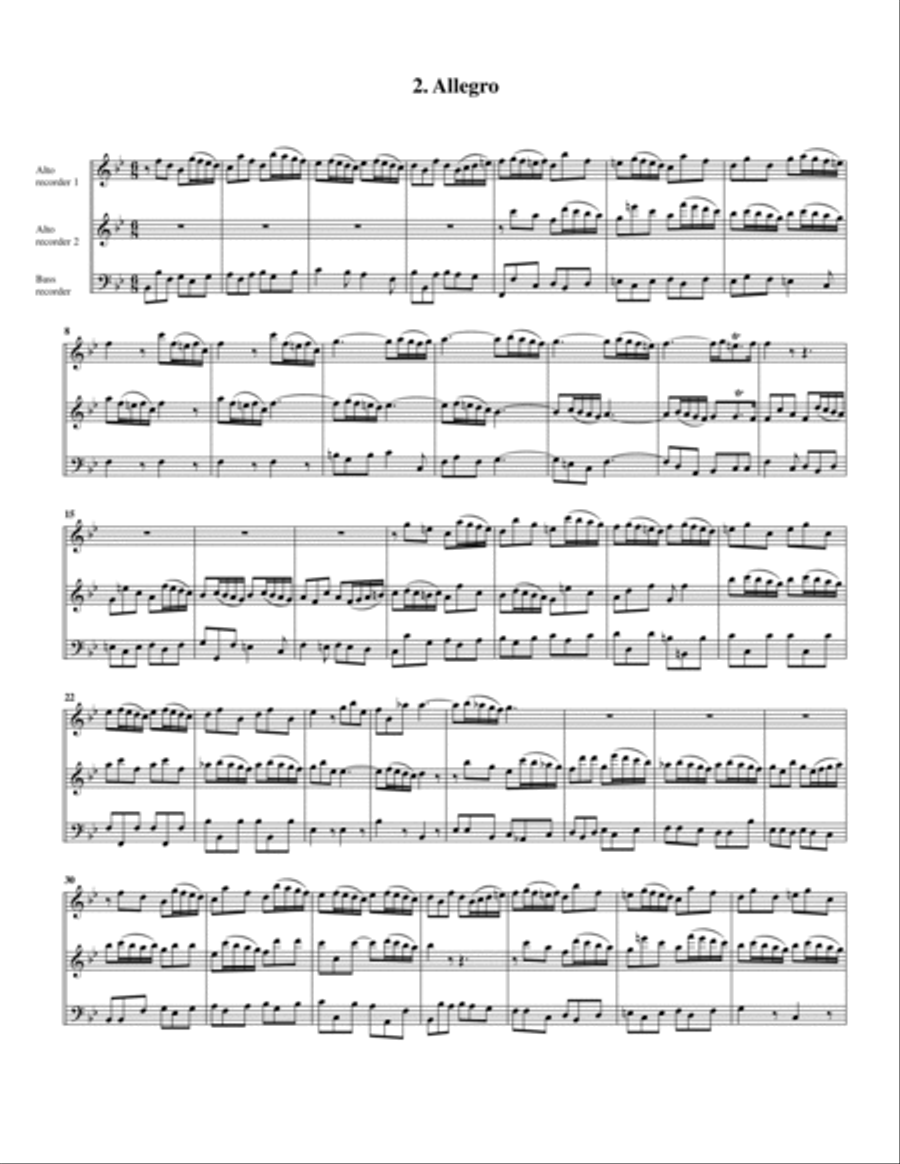 Trio sonata, HWV 384 (arrangement for 3 recorders(AAB)) Recorder scores gallery preview page 3