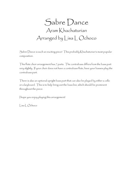 Sabre Dance for Flute Choir image number null