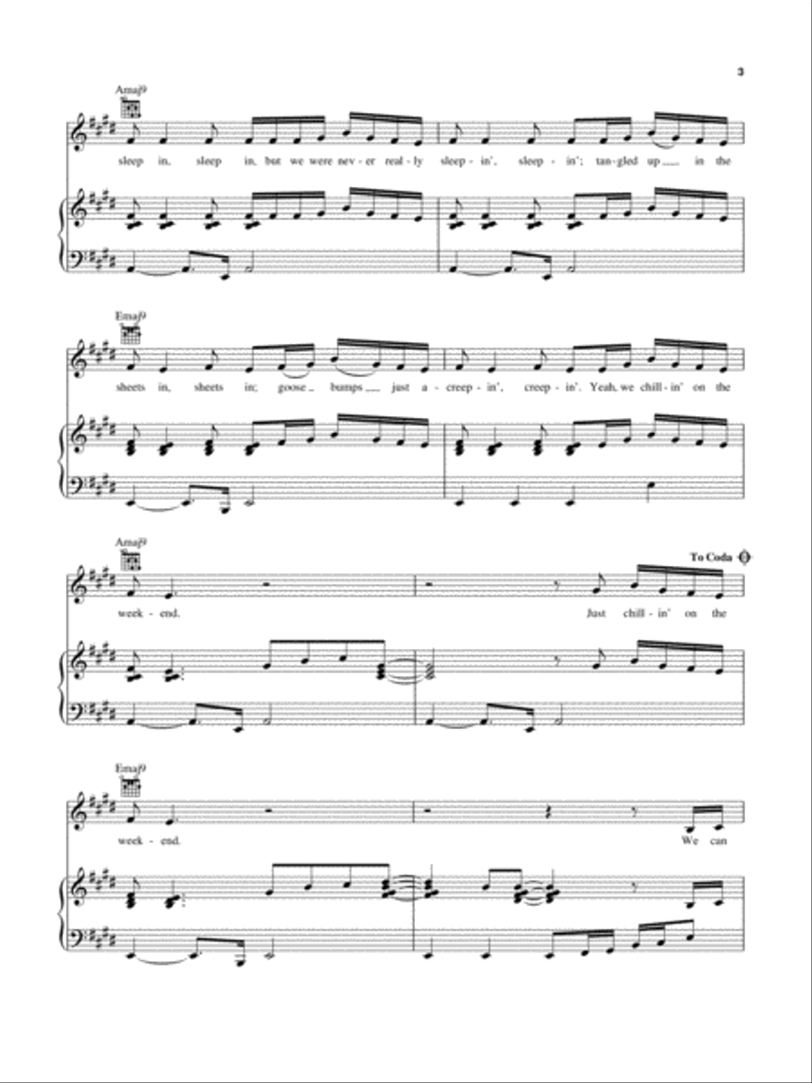 Weekend Weekend Piano, Vocal, Guitar scores gallery preview page 3