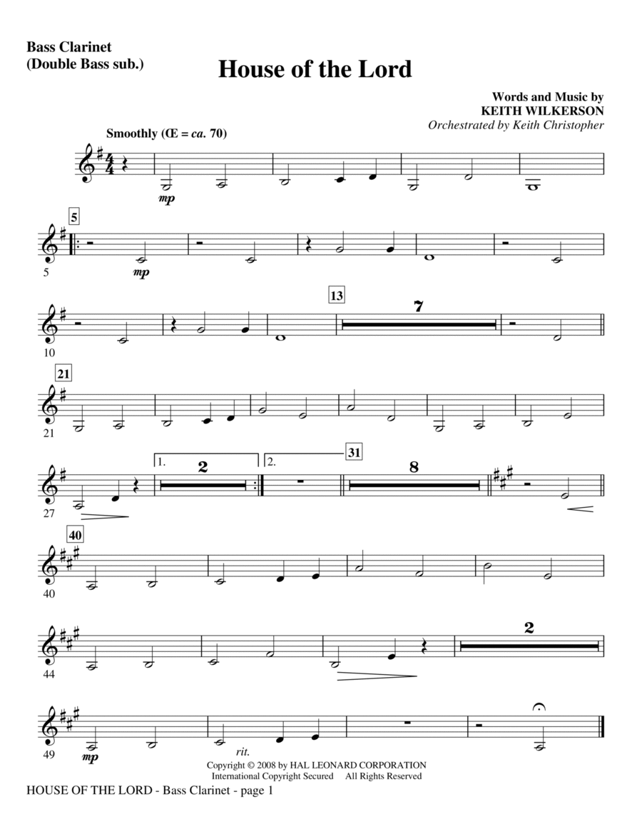 House Of The Lord - Opt. Bass Clarinet Choir scores gallery preview page 1