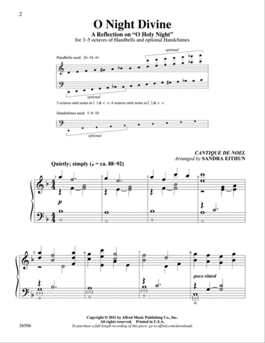 O Night Divine Handbell Choir scores gallery preview page 2
