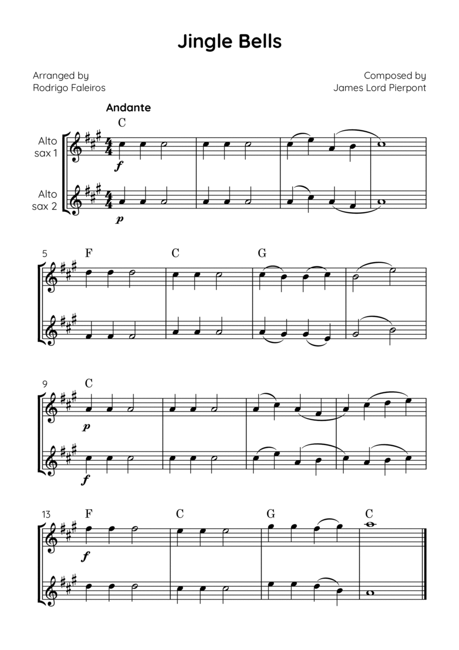 Jingle Bells Woodwind Duet scores gallery preview page 1
