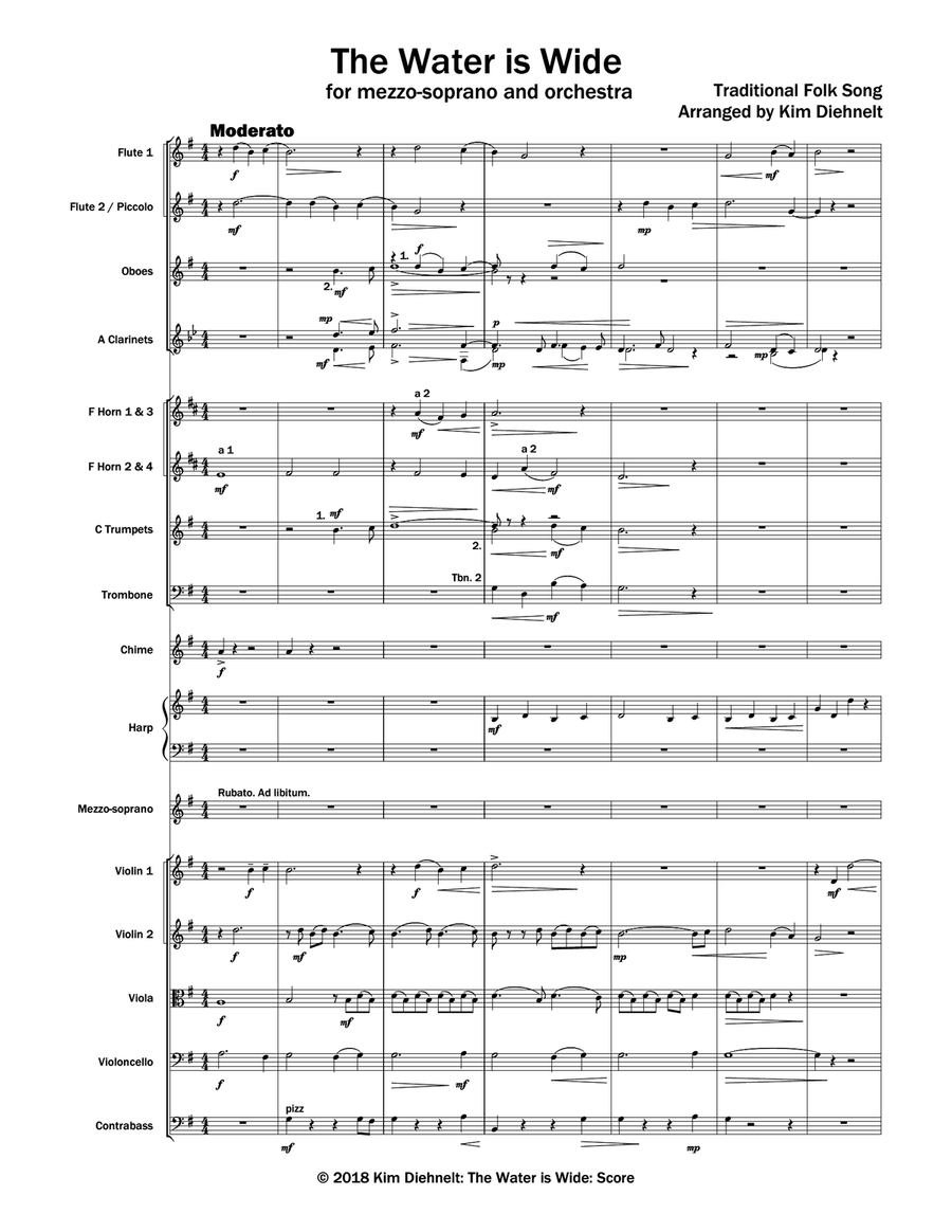 The Water is Wide for mezzo-soprano and Orchestra (Arr. Diehnelt) Full Orchestra scores gallery preview page 3