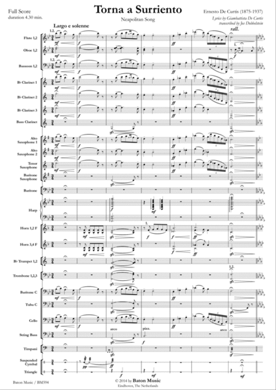 Torna a Surriento (baritone) Concert Band scores gallery preview page 2